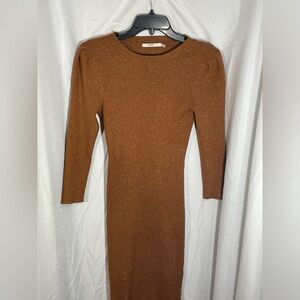 Francesca’s Burnt Orange‎ Sparkly Bodycon Dress